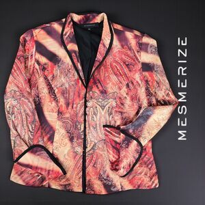 Mesmerize Jacket Blazer Button Down Paisley Colorful Print Women's Size Large